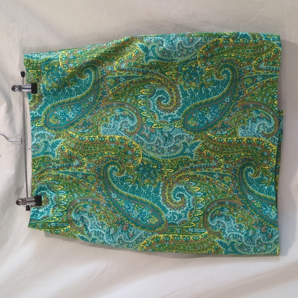 Jones New York | Aqua Teal Paisley Print Skirt Stretch Fully Lined | 12
